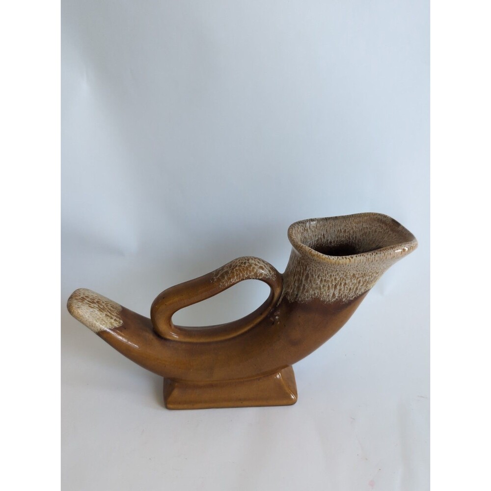 Vintage Anna Van Briggle Art Pottery Signed Horn Of Plenty Cornucopia Art Vase